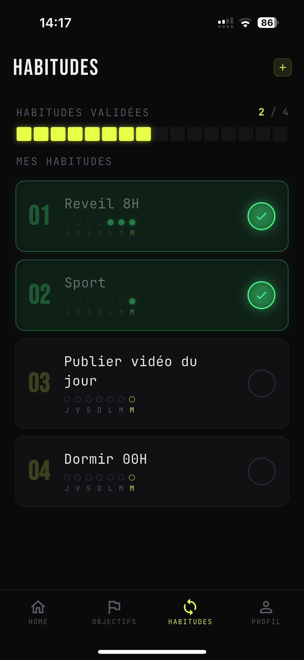 Excellenium — Tracker d'habitudes