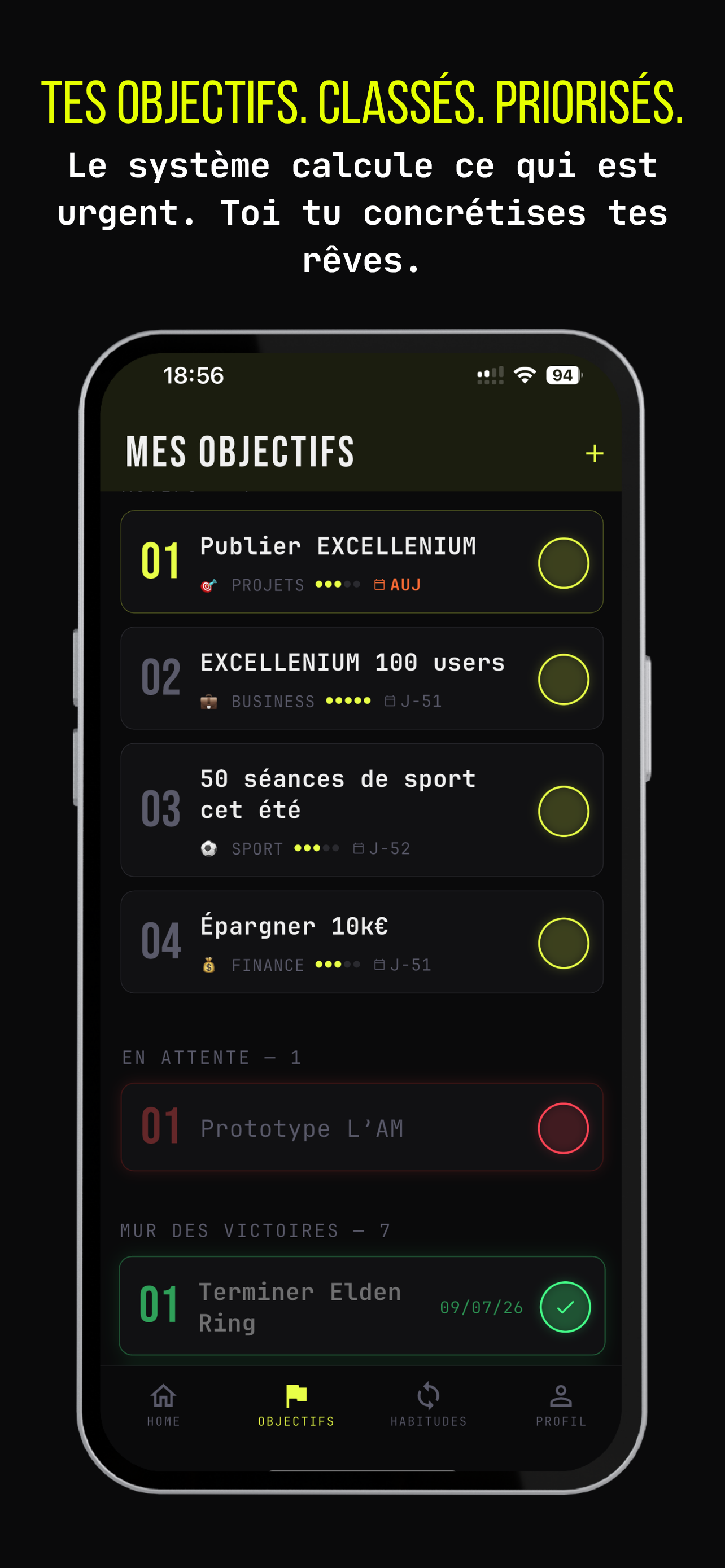 Excellenium — Mes Objectifs